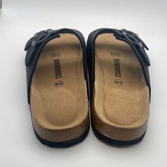 CUSHIONAIRE ✨Women's Comfty Cork Footbed Sandal SIZE 6 BLACK - Picture 3 of 6